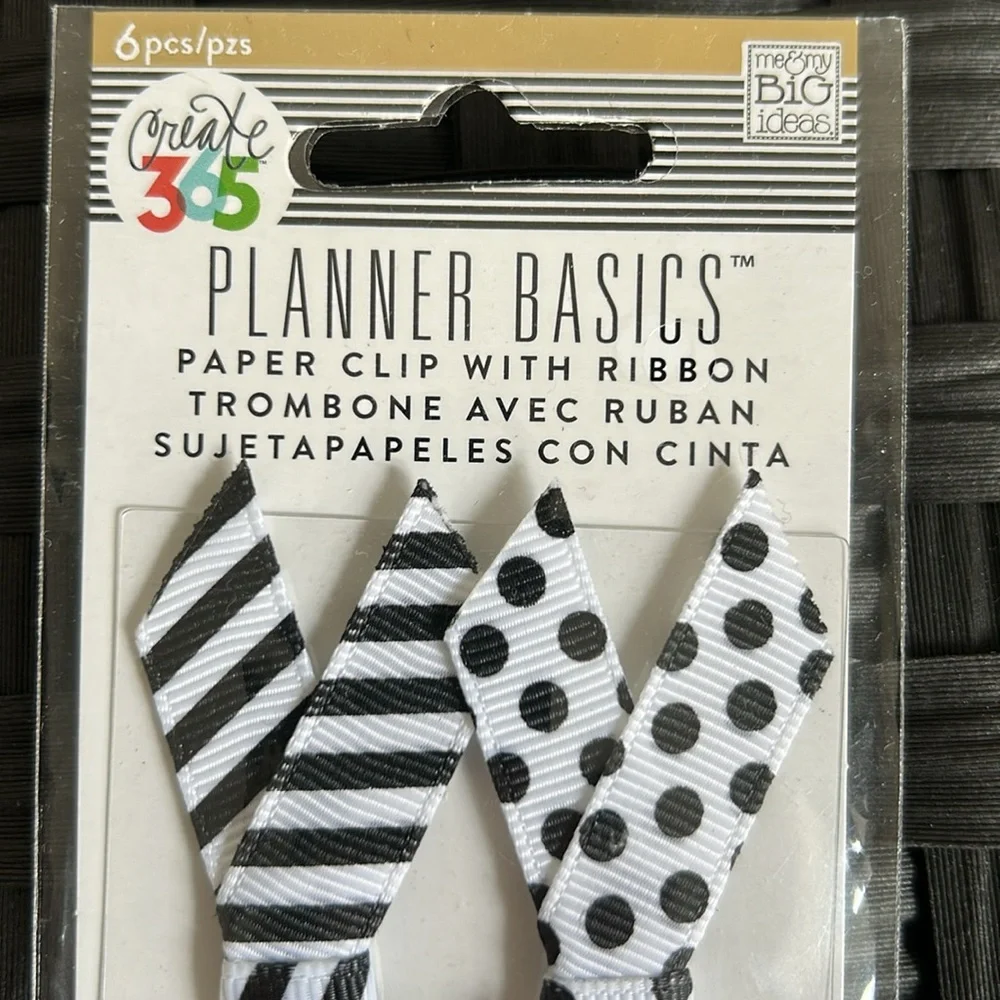 6 Pieces Create 365 Planner Basics Paper Clips with Ribbon Brand New